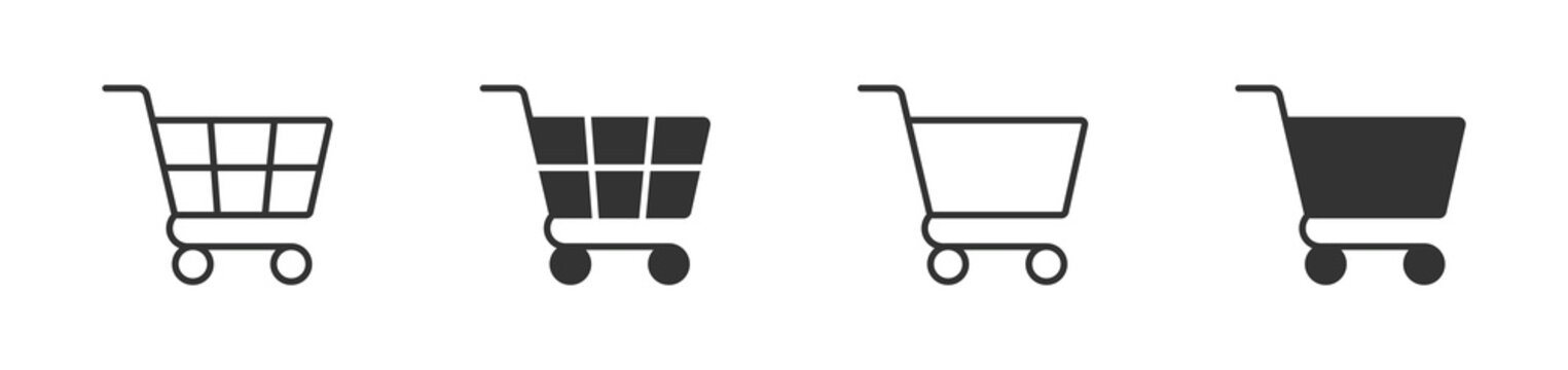 Shopping cart icons set, Ecommerce basket symbols, Online shopping icons, Cart vector collection