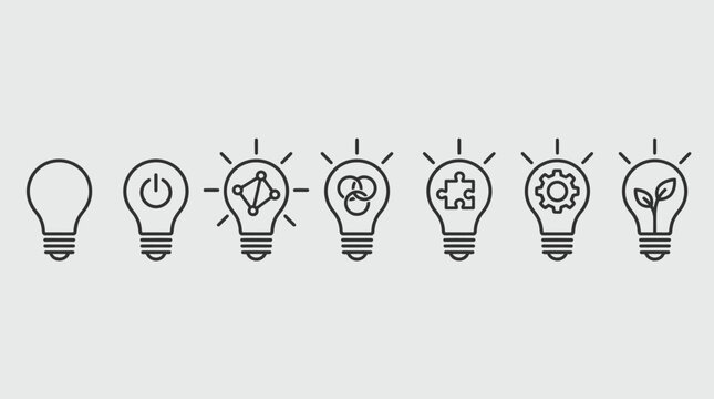 An illustration of various lightbulbs with creative ideas and concepts emerging.