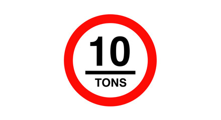Speed Limit 10 Tons Sign, Weight Restriction, Road Traffic Sign © Lidot