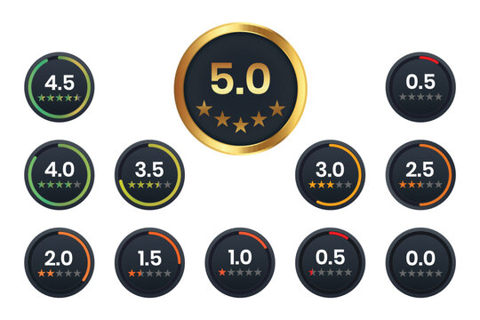 Customer rating icons with stars, feedback