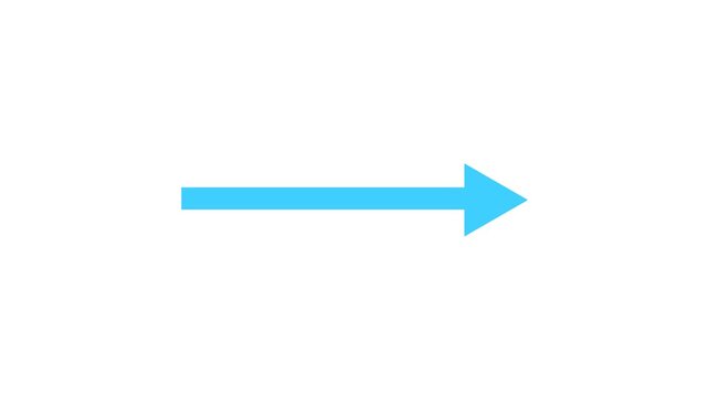 Horizontal Blue arrow pointing right on Transparent background 4k animation video, Direction sign Video for digital banner, Digital Banner. Alpha channel