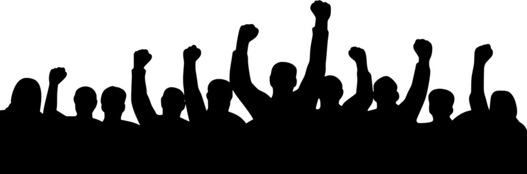 cheering crowd silhouettes