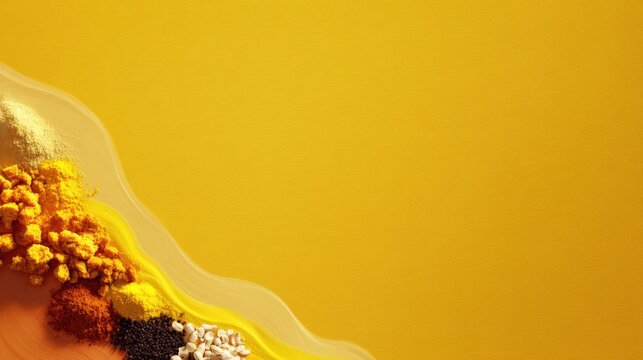 Cooking Ingredients Flowing Pattern on Yellow Background for Recipe