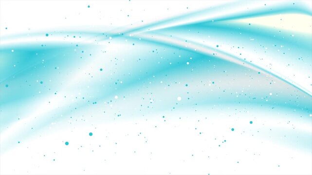 Light blue blurred waves and small particles abstract background. Seamless looping motion design. Video animation Ultra HD 4K 3840x2160