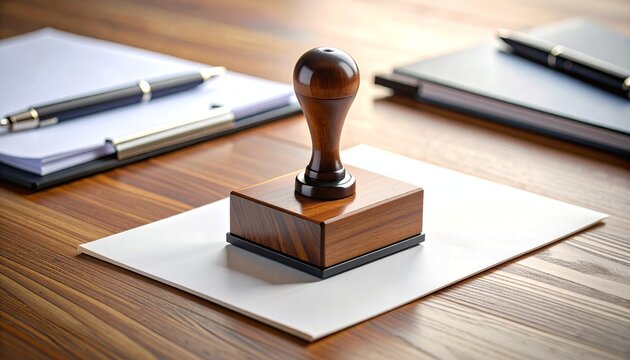 会議室のテーブルに置かれたスタンプ