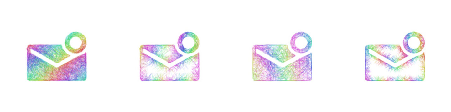 Multicolored sketch unread message icon design set