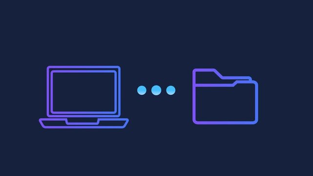 Animated motion graphics of a security shield connecting to a digital cloud via pulsing dots. Concept of cloud computing security, data protection, and encrypted network safety on dark blue.