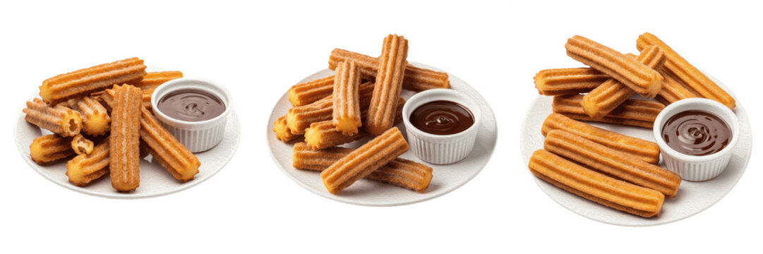 Fried Churros with Chocolate Sauce PNG - Spanish Dessert Sweet Bakery Snack