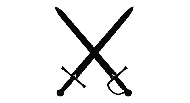 crossed swords silhouette on a white background a pair of historical weapons in black high quality professional detailed modern elegant stylish