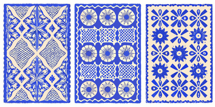 talavera style tiles set of three rectangular ceramic patterns