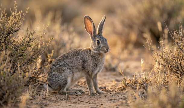 Riverine Rabbit in its natural semi-arid Karoo habitat
