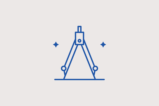 Drawing compass divider line icon for geometry, architecture, and technical planning. Accurate vector illustration for engineering textbooks and design studio branding.