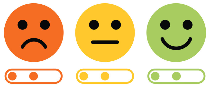Smiley face icons feedback rating levels customer satisfaction scale very bad to excellent colorful emoji expressions review survey user experience design rating system vector.