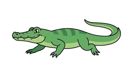 Fototapeta premium Smiling cartoon crocodile green animal.