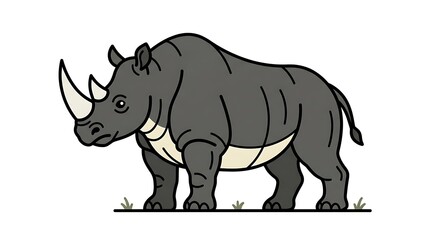 Obraz premium Gray Rhino Cartoon Animal Profile.
