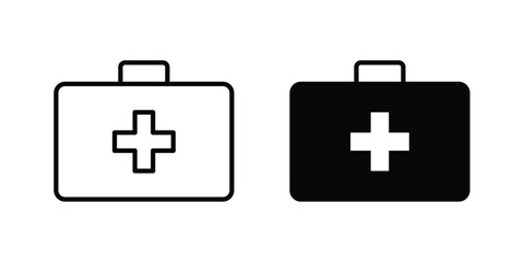 Obraz premium Medical kit icon symbol vector set. Design Illustrations
