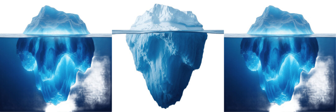 Deep Blue Iceberg with Underwater View Transparent PNG - Arctic Climate Change Nature Concept