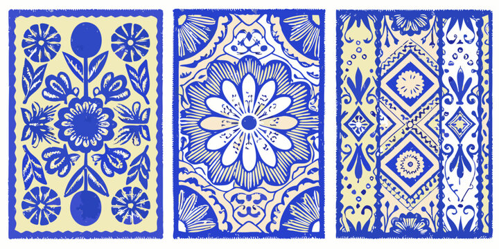 talavera style tiles set of three decorative ceramic patterns