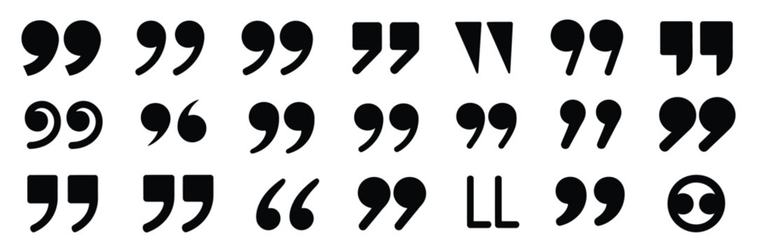 Set of quote mark quotes icon vector sign design, speech quotation symbols for text highlighting