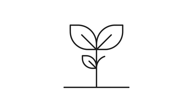 Minimalist line art of a young plant sprouting from soil, symbolizing growth and new beginnings.