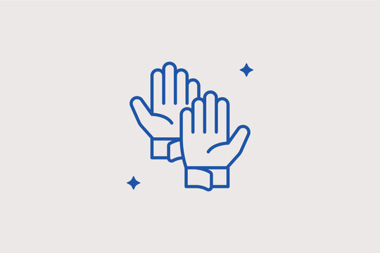 Protective work gloves line icon for hand safety and insulation during electrical tasks. Crucial vector illustration for safety protocol manuals and workwear product pages.