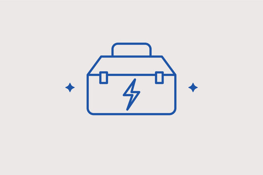 Electrical toolbox line icon for professional gear storage and maintenance tools. Practical vector illustration for handyman services and electrical repair kit advertisements.