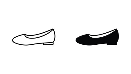 Classic flat ballet slipper shoe icon set for fashion and footwear design in outline and solid black style © TARU STOCKPLC