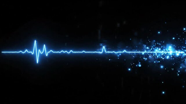 Energetic Blue Light Beam Extending Across Dark Space