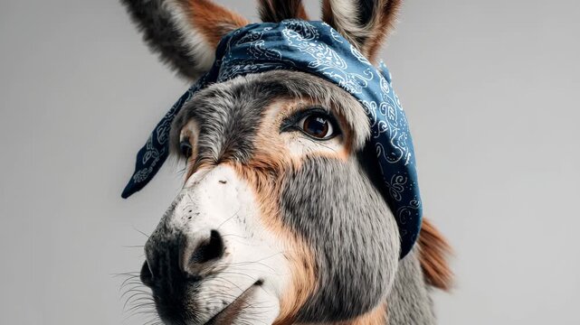 Donkey mule farm portrait animal funny bandana rural livestock