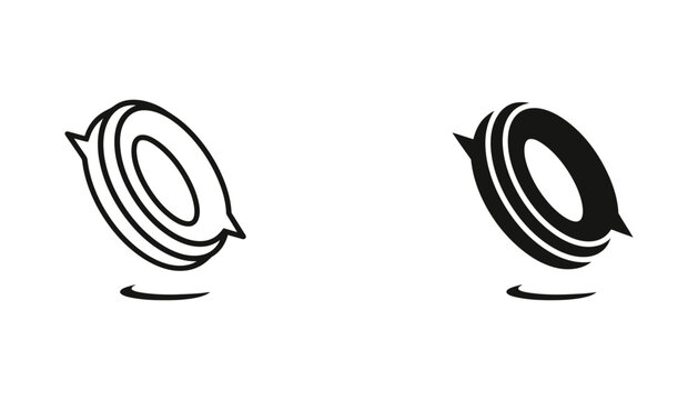 Abstract geometric ring icon with modern angular protrusions creating a dynamic and unique circular shape presented in both outline and solid fill vector styles