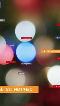 Vertical video: GET NOTIFIED CTA starting on bokeh, cursor moving, badges drifting, driving signups