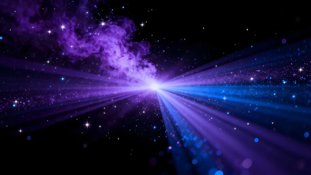 Cosmic nebula with starlight beams