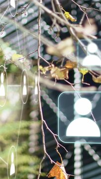 Vertical video: Camera tilt and breeze causing twig centering and overlays appearing, revealing UI