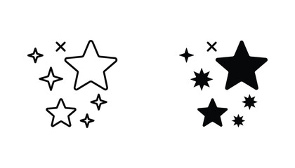 Collection of various sparkling stars icon representing magic celebration and quality © TARU STOCKPLC