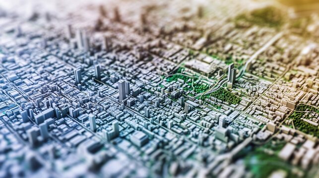 Aerial Ai Simulation of Smart Grid Energy Distribution Across a City White Background