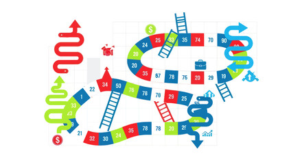 Snakes and Ladders Board Game - Business Growth and Strategy Concept © Arif