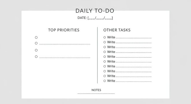 Daily to-do list on white paper