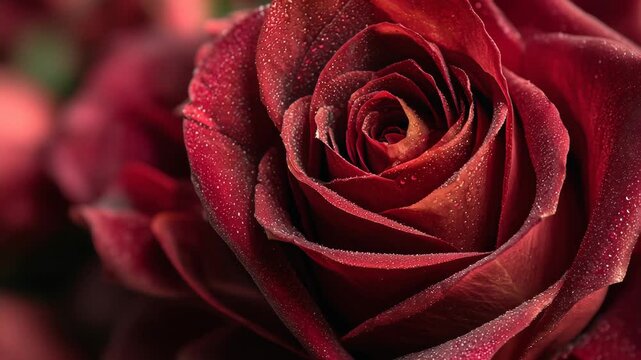 Red rose dew macro bloom romantic flower petals nature closeup