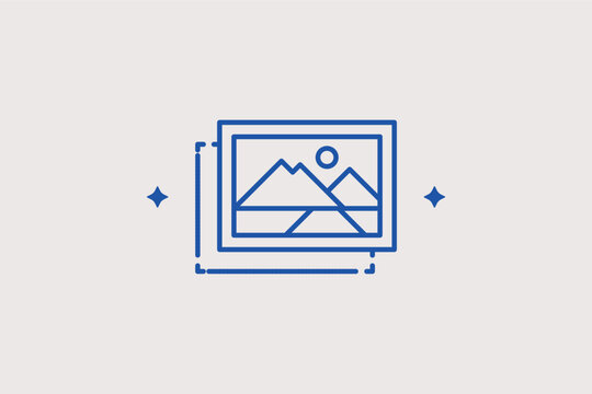 Landscape photo layers line icon for image composition and file organization. Professional vector illustration for photo editing apps and digital workflow guides.