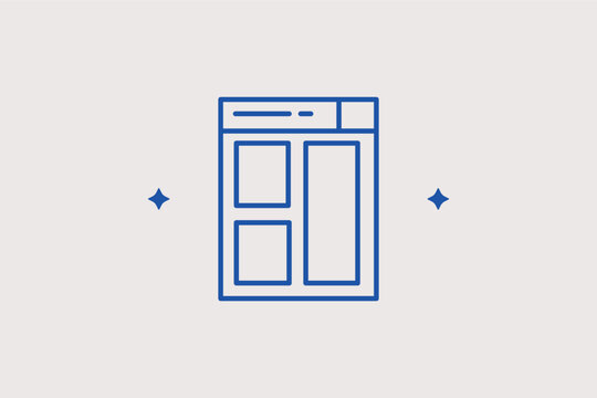 Web layout grid line icon for user interface design and website wireframing. Functional vector illustration for frontend development blogs and digital agency portfolios.
