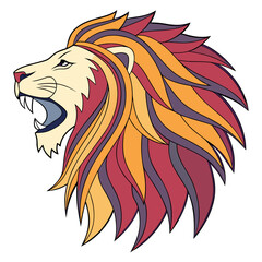 Roaring lion head colorful mane cartoon vector art. © Nock