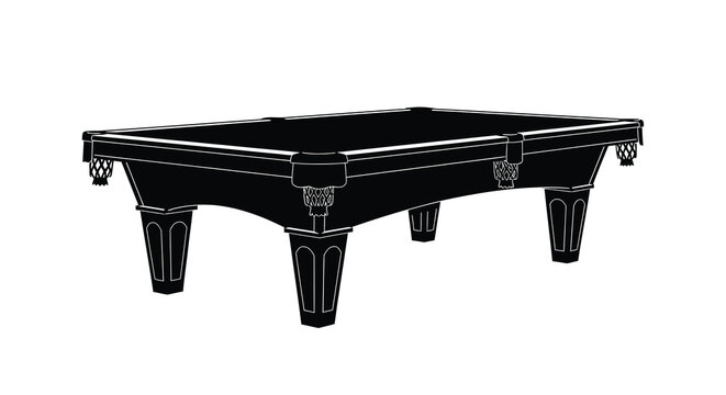 Billiard table silhouette black and white isolated vector illustration of a pool table with pockets high quality professional detailed modern elegant