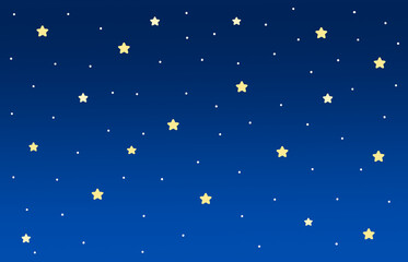 Fototapeta premium シンプルな夜空に星が煌めく背景イラスト 星空