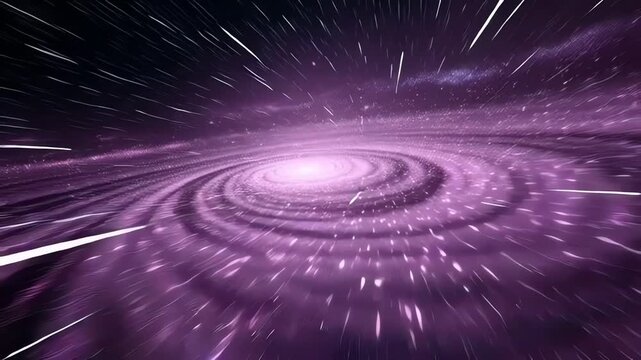 Hyperspace Travel Through a Vibrant Purple Galaxy.