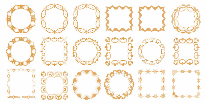 baroque and rococo frame set ornate vector illustration on white background