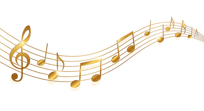 Luxury 3D Gold Music Notation Wave for Creative Design Projects