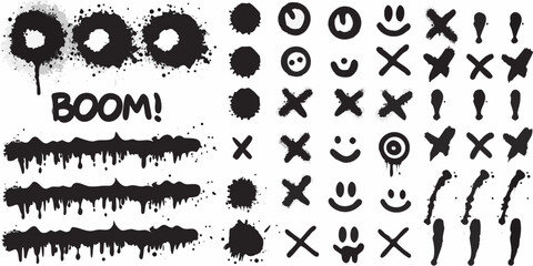 Grunge spray paint elements and comic book effects vector set © NaderAli