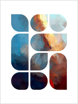 Poster designed with geometric shapes, White background, lines, Banner, Poster, abstract, solid color for media, social networks, Graphic illustration, layered shadow blended gradient effect 22