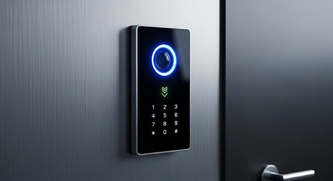 Smart electronic door lock panel.