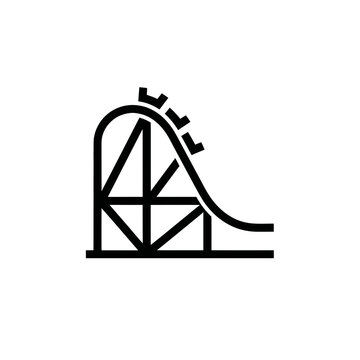 Roller coaster icon, amusement park ride, extreme thrill vector graphic